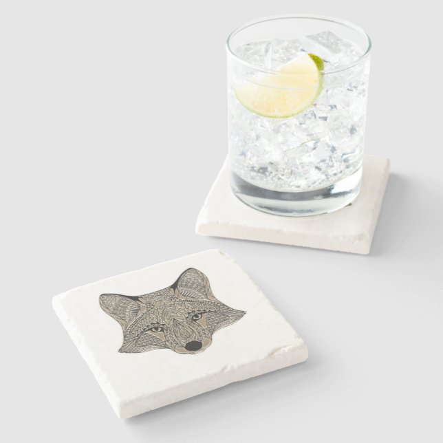 Metallic Fox Face Stone Coaster (Side)