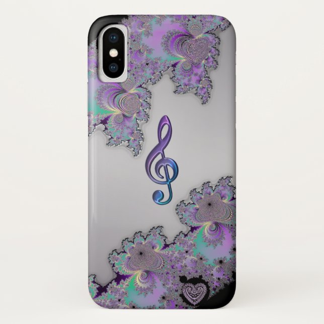 Metallic Fractal Music Clef iPhone Case (Back)