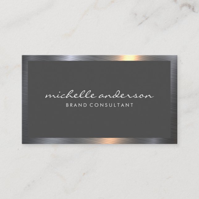 Metallic Frame | Dark Gray Business Card (Front)