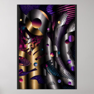 Metallic Fusion Abstract Geometry Poster
