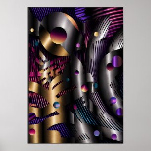 Metallic Fusion Abstract Geometry Poster