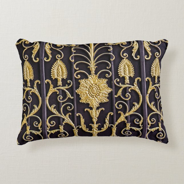 Metallic gate, intricate pattern design. accent pillow (Front)
