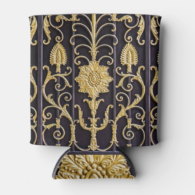 Metallic gate, intricate pattern design. can cooler (Front)