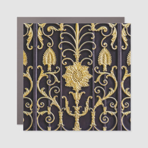 Metallic gate, intricate pattern design. car magnet