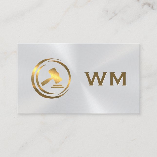 Metallic Gavel Logo | Law | Attorney Business Card (Front)