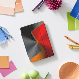 Metallic Geometric Black Red & Orange Design iPad Mini Cover