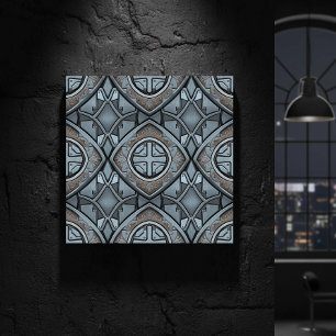 Metallic Geometric Brushed Nickel #20 ID1227 Ceramic Tile