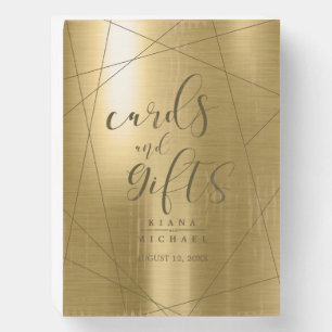 Metallic Geometric Cards & Gifts Gold ID648 Wooden Box Sign
