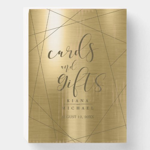 Metallic Geometric Cards  Gifts Gold ID648 Wooden Box Sign