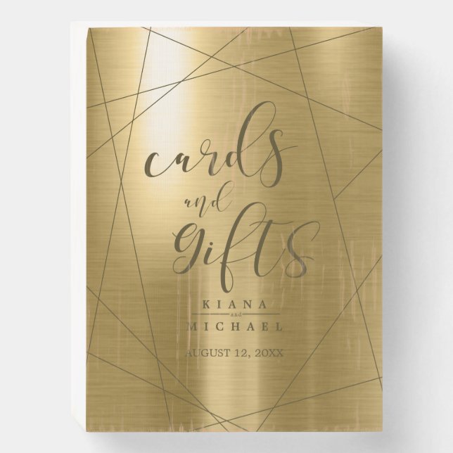 Metallic Geometric Cards & Gifts Gold ID648 Wooden Box Sign (Front Vertical)