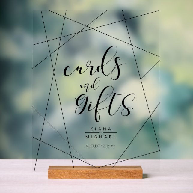 Metallic Geometric Cards & Gifts Silver ID648 Acrylic Sign (Neutral)