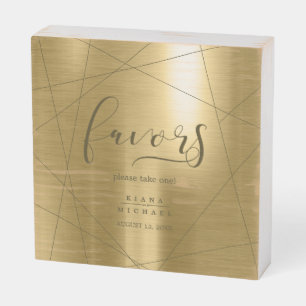 Metallic Geometric Favors Gold ID648 Wooden Box Sign