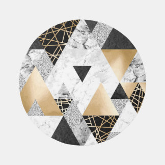 Metallic Geometric: Gold Silver Marble Rug
