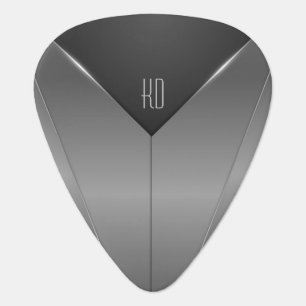 Metallic geometric gray texture, monogram guitar pick