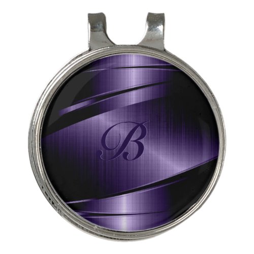 Metallic Geometric Purple Texture Design Monogram Golf Hat Clip