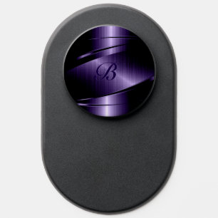 Metallic Geometric Purple Texture Design Monogram PopSocket