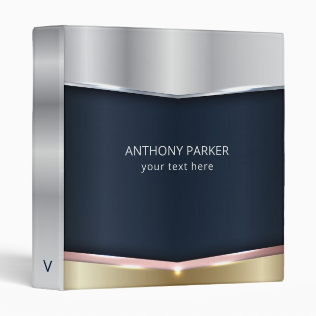 Metallic Geometric Shapes  3 Ring Binder (Front/Spine)