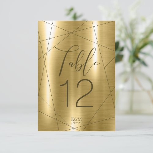 Metallic Geometric Table Numbers Gold ID648