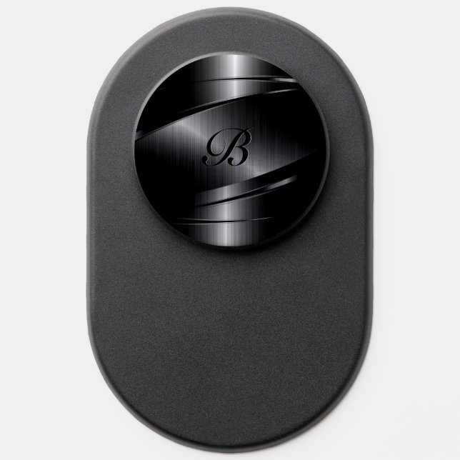 Metallic Geometric Texture Design Monogram PopSocket (Popsocket)