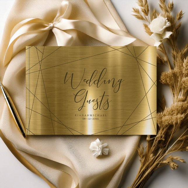 Metallic Geometric Wedding Gold ID648 Guest Book (Creator Uploaded)