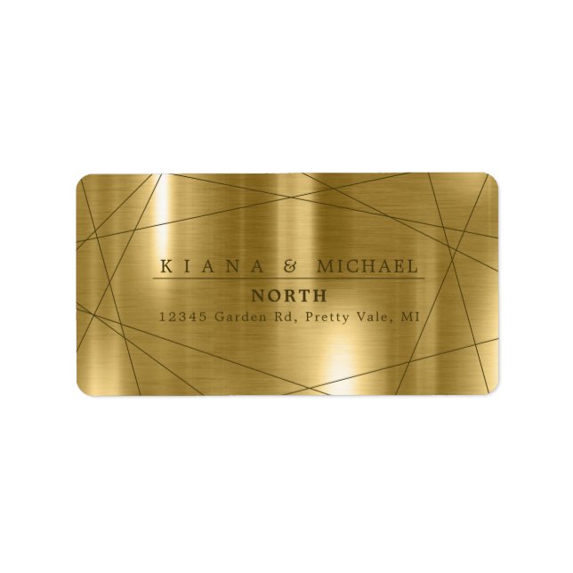 Metallic Geometric Wedding Gold ID648 Label (Front)