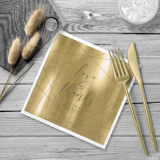 Metallic Geometric Wedding Gold ID648 Napkins (Creator Uploaded)