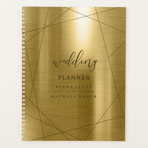 Metallic Geometric Wedding Plans Gold ID648 Planner