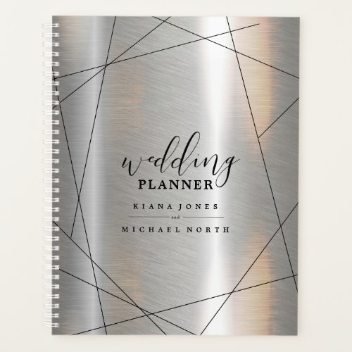 Metallic Geometric Wedding Plans SilverBlk ID648 Planner