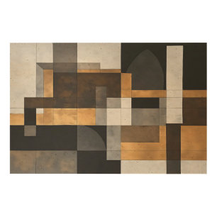 Metallic Geometry Golden Balance Wood Wall Art