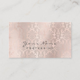 Metallic Glam Blush Rose Gold Skinny Damask Business Card