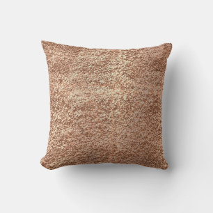 Metallic Glitter Rose Gold Makeup Sparkly Copper Throw Pillow