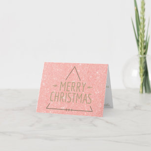 Metallic Glitter Rose Gold Platinum Holiday Card