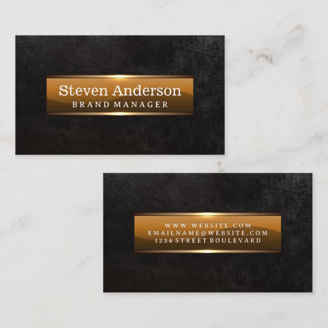 Metallic Glossy Banner | Black Texture Business Card (Front/Back)