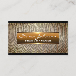 Metallic Glossy Banner Gold Lines Business Card