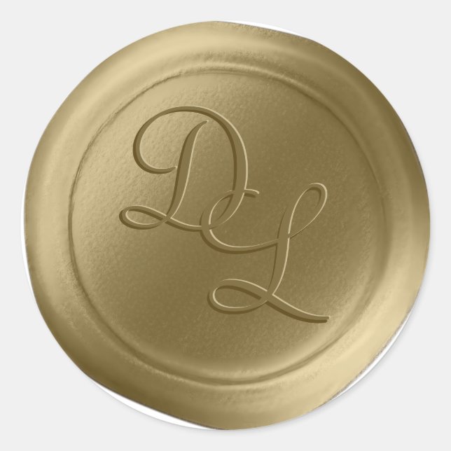 Metallic Gold 2 Letter Monogram Wax Seal Stickers (Front)