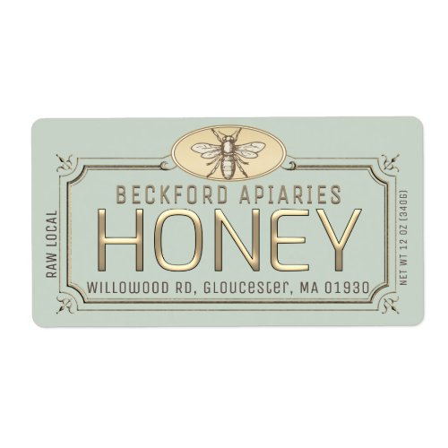Metallic Gold 3D Framed Honey Label with Bee 