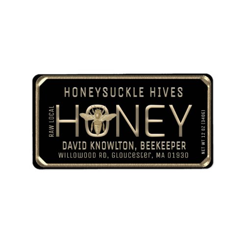 Metallic Gold 3D Framed Honey Label with Bee 