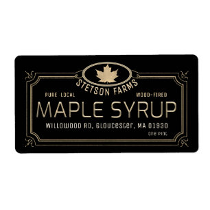 Metallic Gold 3D Framed Maple Syrup Gold Leaf Label