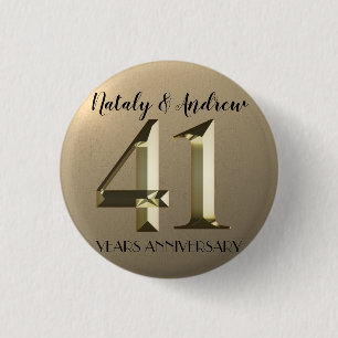Metallic Gold 41th Wedding Anniversary Button