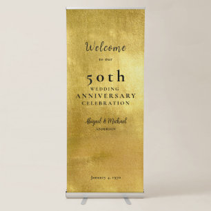 Metallic Gold 50th Anniversary Party Retractable Banner