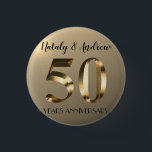 Metallic Gold 50th Wedding Anniversary Button<br><div class="desc">Happy golden wedding anniversary. 50th years together. Golden metallic label.</div>