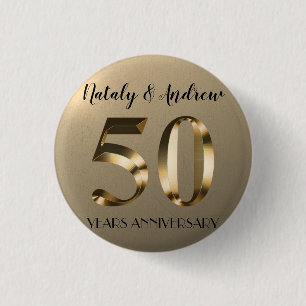 Metallic Gold 50th Wedding Anniversary Button