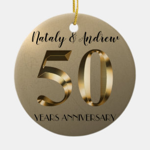 Metallic Gold 50th Wedding Anniversary Ceramic Ornament