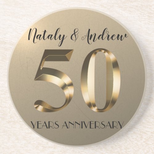 Metallic Gold 50th Wedding Anniversary Coaster