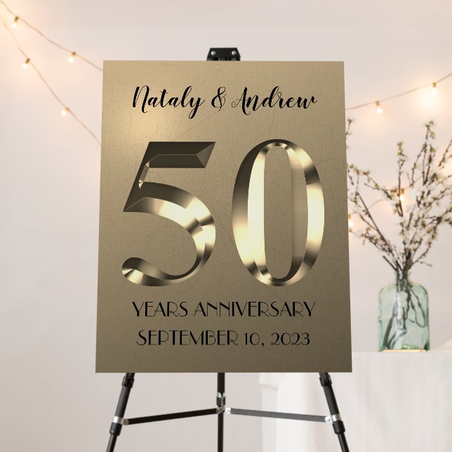 Metallic Gold 50th Wedding Anniversary Foam Board (In Situ (Stand))