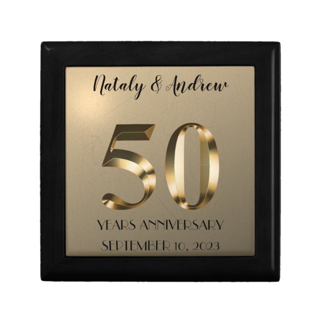Metallic Gold 50th Wedding Anniversary Gift Box (Front)