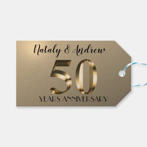 Metallic Gold 50th Wedding Anniversary Gift Tags