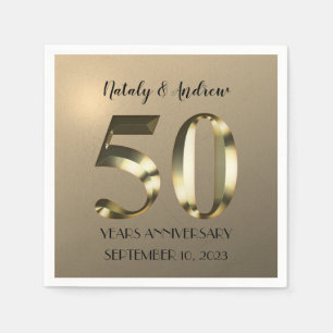 Metallic Gold 50th Wedding Anniversary Napkins