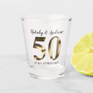 Metallic Gold 50th Wedding Anniversary Shot Glass
