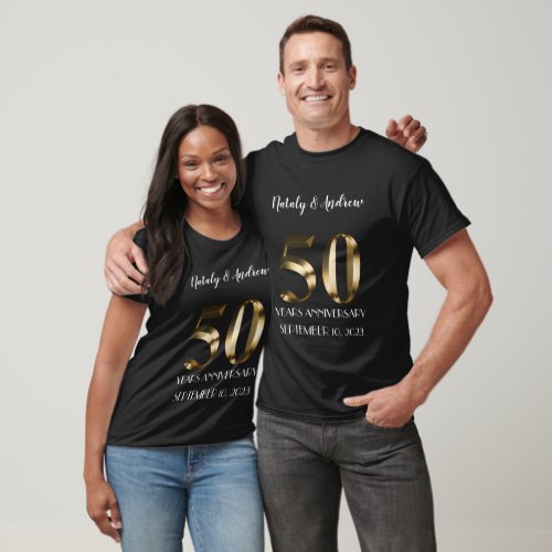 Metallic Gold 50th Wedding Anniversary T_Shirt